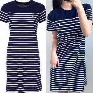 ❤️Polo Ralph Lauren Navy and White Striped Mini Dress☆
